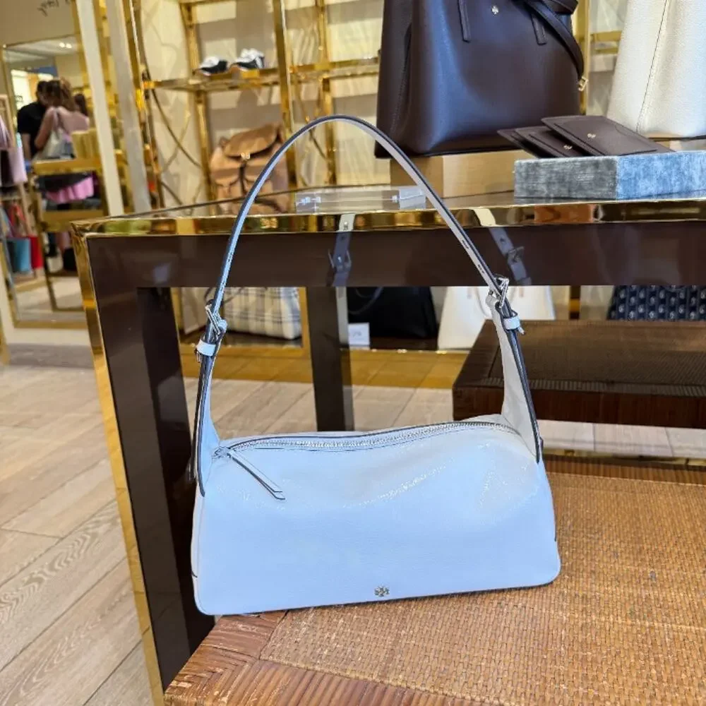 Tory Burch Rory Crinkle Shoulder Bag 183168 $495 Cirrus Cloud